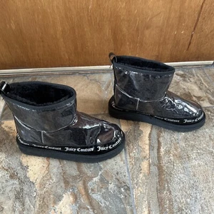 Juicy Couture Klash Damen schwarz transparent kurze Stiefeletten Schuhe Größe 6-6-1/2? - Bild 1 von 8