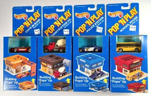 Hot Wheels Sto & Go Pop N Play Komplettsatz 4 Stück. Sehr seltener alter Lagerbestand neu im Karton - Bild 1 von 9