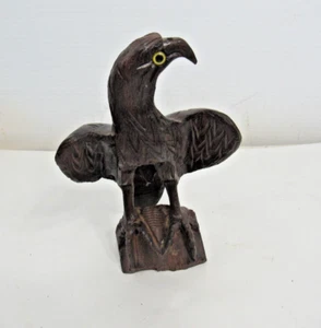 Vintage Hand Carved Ironwood Falcon Hawk Eagle Bird Of Prey  7 Inch Tall Decor - Picture 1 of 6