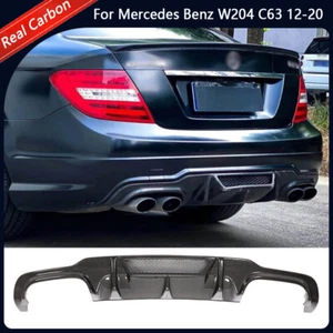 For Mercedes Benz W204 C63 2012-20 Carbon Fiber Rear Bumper Diffuser Lip Spoiler - Picture 1 of 11