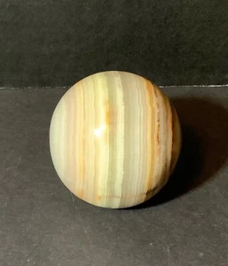 Polished Stone Rock Paperweight Ball Flat Bottom 2” Striated Onyx Marble 7 oz - Picture 1 of 6