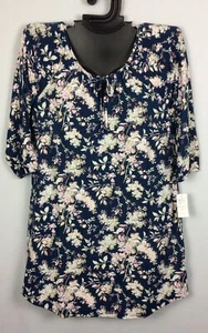 NWT NAVY FLORAL Shabby Chic Womens Microfiber Night Gown Pajamas Sleepshirt - Picture 1 of 12