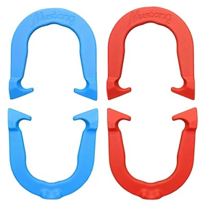 Mustang Professional Pitching Horseshoes- 2 Pair, Red/Blue, Made in USA - Picture 1 of 6