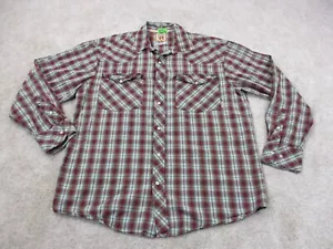 Resistol Shirt Adult Large Red Green Pearl Snap Double R Western Long Sleeve Men - Imagen 1 de 11