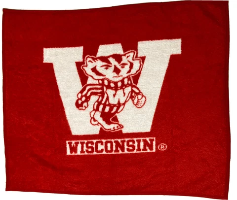 Biederlack UW University Wisconsin Badgers Blanket Lap Throw Stadium Red White Cover