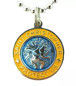 St. Christopher Surfmedaille Halskette Schutz für Reisen am/ye aqua/gelb klein - Bild 1 von 3