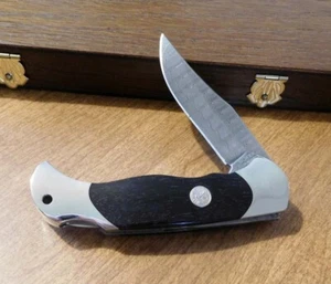 BOKER New 2023 African Ebony Wood Handle 1 Blade Damascus Lockback Knife/Knives - Picture 1 of 4