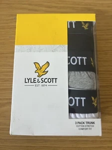 Lyle And Scott Boxers Black Grey White Trunks No Buttons Large b3 - Picture 1 of 4