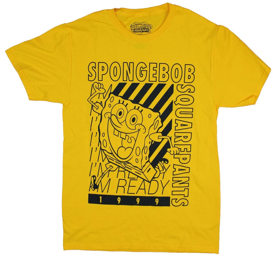 SpongeBob Squarepants Adult New T-Shirt  - 1999 Rushing I'm Ready Bob Pic - Image 1 of 1