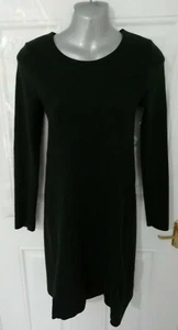 COS Size 8 10 (S) Deep Green Wool Blend Stretchy Shift Dress Raw Edge Lagenlook - Picture 1 of 8