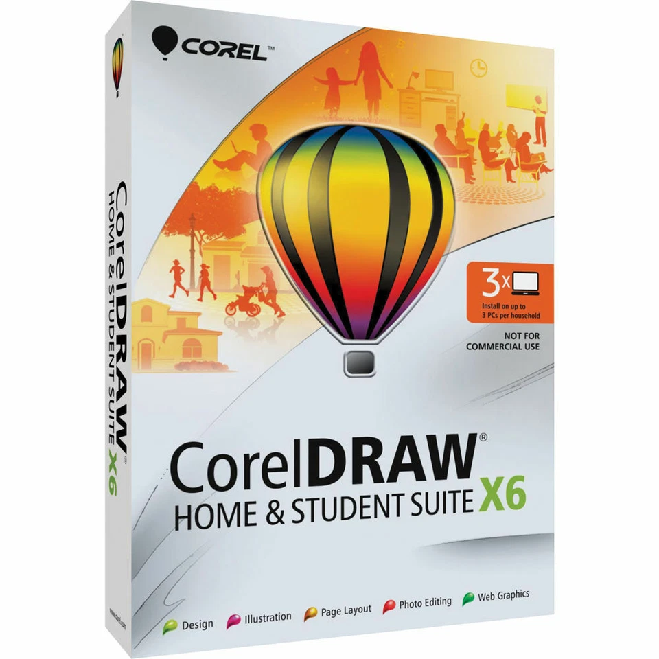 Corel CorelDRAW Home & Student Suite X6 3 Users Graphic Design Suite for Windows - Image 1 of 2