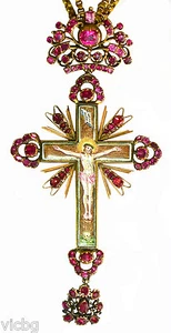 LARGE Antique 18th Century Russian Pectoral Reliquary St. Andrew Cross Ruby Gold - Picture 1 of 11