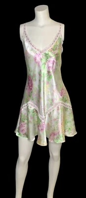 De Colección Oscar De La Renta Rosa Etiqueta Satén Vestido Sin Mangas Y2K Lencería Camisón L Vestido Foto 1 de 4