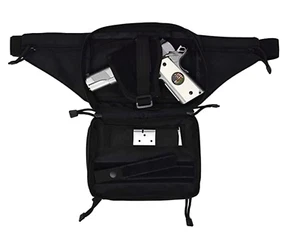 Black Concealed Carry 4 Compartment Durable Canvas Waist Gun Fanny Pack CCW - Picture 1 of 10