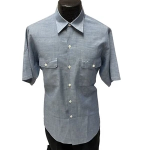 Vtg 50's Penneys Big Mac Blue CHAMBRAY Mechanic Work SHOP Worker 50/50 Shirt XL - Picture 1 of 8