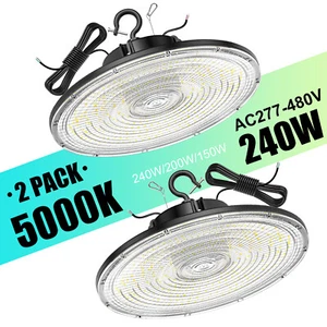 2PACK Adjust 240W/200W/150W 480V Warehouse High Bay Light LED UFO Factory Lights - Picture 1 of 15