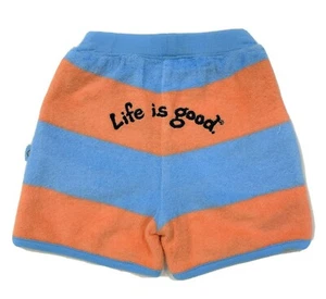 LIFE IS GOOD BOYS - SHORTS PANTS STRIPED SZ 0-3 MONTHS - BABY TERRY BLUE ORANGE - Picture 1 of 2