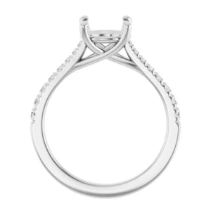 Damen-Ehering Kreuz Rundschliff 8 mm natürlicher Diamant Halbfassung massiv Platin - Bild 1 von 8