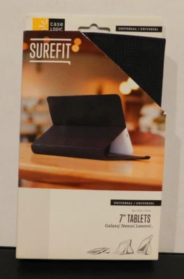 Case Logic Surefit Folio Case Black Universal for all 7 to 8 inch Tablets NEW - Image 1 of 4
