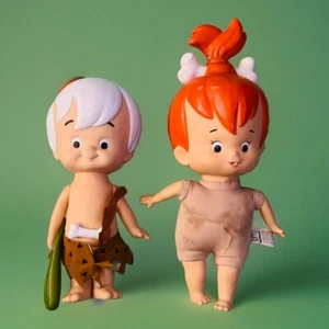 Vintage The Flintstones Pebbles & BamBam Doll Set 90’s Hanna Barbera Applause - Picture 1 of 8