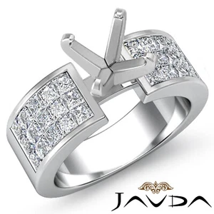 Princess Diamond Invisible Setting Wedding Engagement Women's Ring 1.29Ctw - Picture 1 of 24