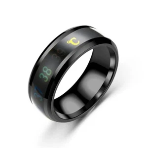 Titanium Steel Temperature Couple Ring Mood Emotion Feeling Intelligent Sensitiv - Picture 1 of 12