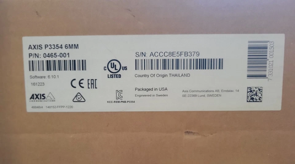 Axis P3354 1MP Dome IP Camera 0465-001 - Image 1 of 1