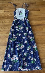 Sundays Child Vintage 70’s California Hippie Mod Floral White Pink Maxi Dress XS - Picture 1 of 7