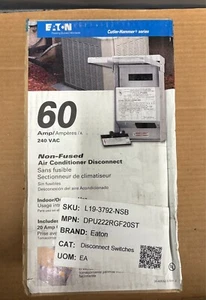 Eaton DPU222RGF20ST AC Disconnect 60A nicht abgesichert mit GFCI Servicebuchse *NEU* - Bild 1 von 6