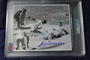 Joe DiMaggio New York Yankees Baseball Autographed 8x10 Action Photo PSA SLAB - Picture 1 of 3