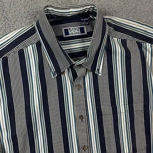 Vintage Sutter & Grant Striped Button Up Shirt White Blue Sz Large - Picture 1 of 7