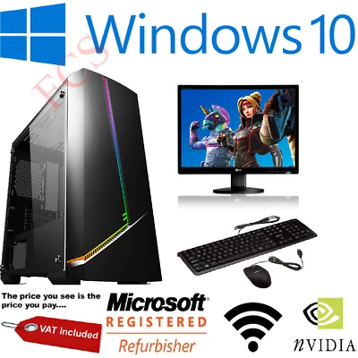 Intel i5 Gaming PC Bundle Screen 16GB RAM 1TB GT710 2GB Windows 10 up to 3.7GHz! - Image 1 of 4