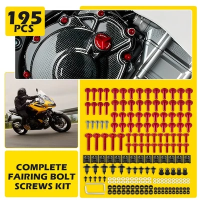 For Kawasaki 195x Red Motorcycle Complete Fairing Bolt Set Body Screw Universal - Image 1 of 4