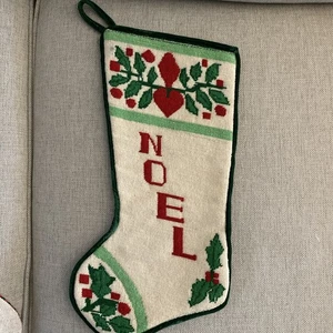 1 Nadelspitze Weihnachtsstrumpf Wolle Samt NOEL Efeu gefüttert - Bild 1 von 3