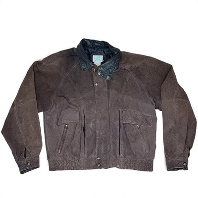Vintage Mens Suede Leather Bomber Jacket Ash Creek Trading Brown Size XL - Image 1 of 4