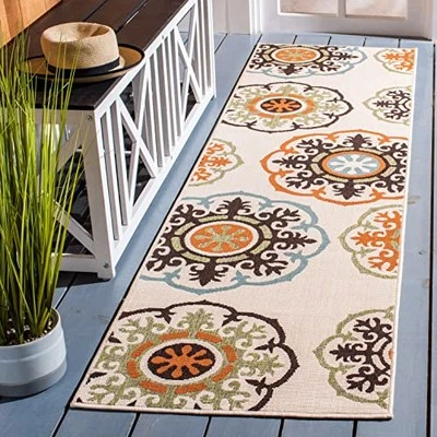 Safavieh Veranda Collection 2' 3' x 8' Cream / Terracotta VER002 Indoor/ Outdoor - Image 1 of 4