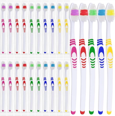25 Bulk Toothbrushes | Individually Wrapped | Manual Disposable Travel Toothbrus - Image 1 of 4