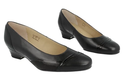 Ladies Ex-display Equity Black Leather Court Shoes :Pearl UK 4 EE - Image 1 of 4