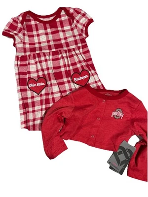 Новый штат Огайо Buckeyes OSU Колизей платье кардиган наряд для девочки-младенца 6-12 месяцев - Изображение 1 из 4