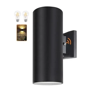 Outdoor Wall Light w/ Dusk to Dawn Sensor Up Down Fixture Black - Picture 1 of 7