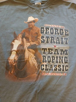 复古 1999 年 George Strait Team Roping 经典 T 恤 XL Tultex 双面罕见!! — 第 1/4 张图片