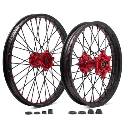 21" 19" Complete MX Wheels Rim Set For Honda CRF250R 14-25 CRF450R 13-25 Red Hub - Image 1 of 4