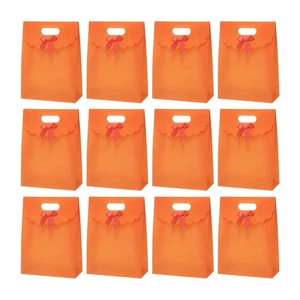 12 piezas bolsas de regalo 6,5 x 2,4 x 5 pulgadas bolsa de envoltura de regalo con asas de cinta de lazo naranja - Imagen 1 de 7