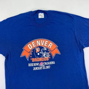 Vintage 1987 Denver Broncos Rose Bowl T Shirt Mens XL Football NFL Graphic - Picture 1 of 12