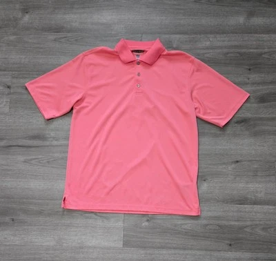 Pebble Beach Men's Pink Polo Shirt Large Polyester Performance - Image 1 of 4