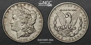 1900-P $1 MORGAN SILVER DOLLAR ERROR DRAMATIC STRIKE THRU NGC VF DETAILS CLEANED - Picture 1 of 7