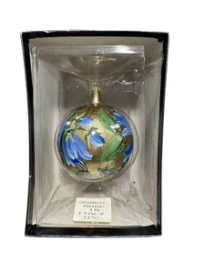 Floral Glas Ornament Saks Fifth Avenue Italien 4,25" handbemalt gold blau grün - Bild 1 von 3