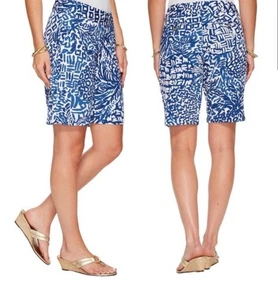 Lilly Pulitzer NEW Chipper Indigo Home Slice Pineapple Bermuda Shorts size 10 - Picture 1 of 7