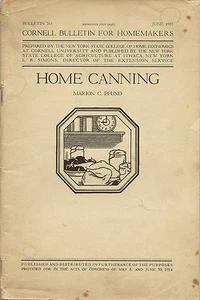 1936 Marion Pfund HOME CANNING Cornell University Bulletin 261 Food Nutrition - Imagen 1 de 2