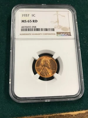 1937 Lincoln Cent NGC MS65 RD - Image 1 of 2